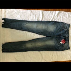 Express High Rise Distressed Ankle Jeans